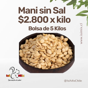 Maní sin Sal Bolsa de 5 Kilos